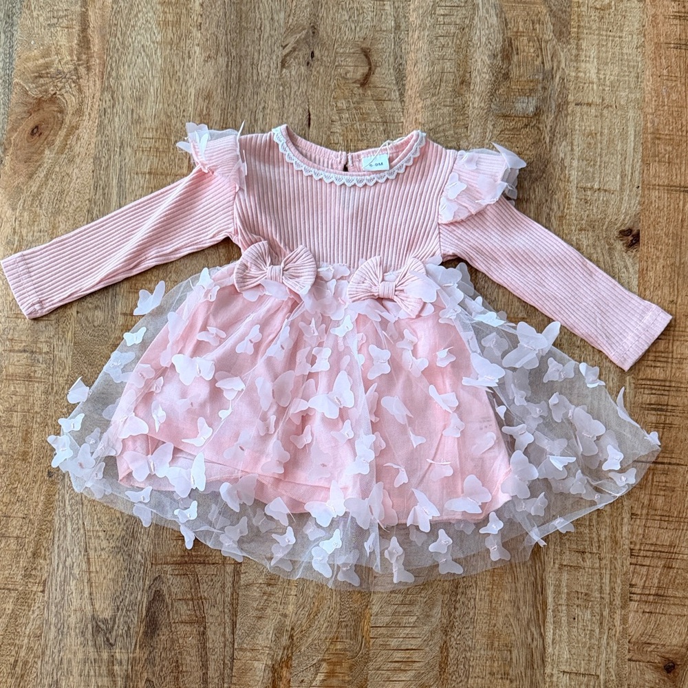 Pink Butterfly Tulle Dress